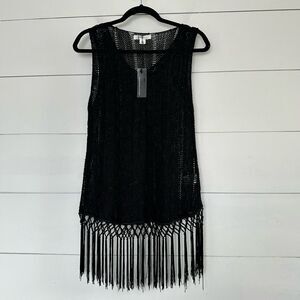 Nylon Apparel Women’s Medium/Large Black Boho Fringe Tank New NWT